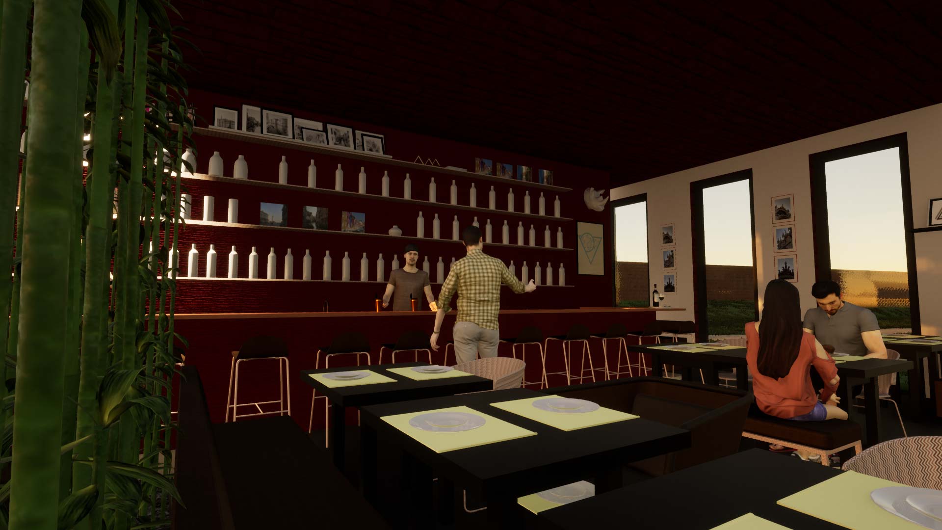 Innenansicht Gastronomie zu der Theke