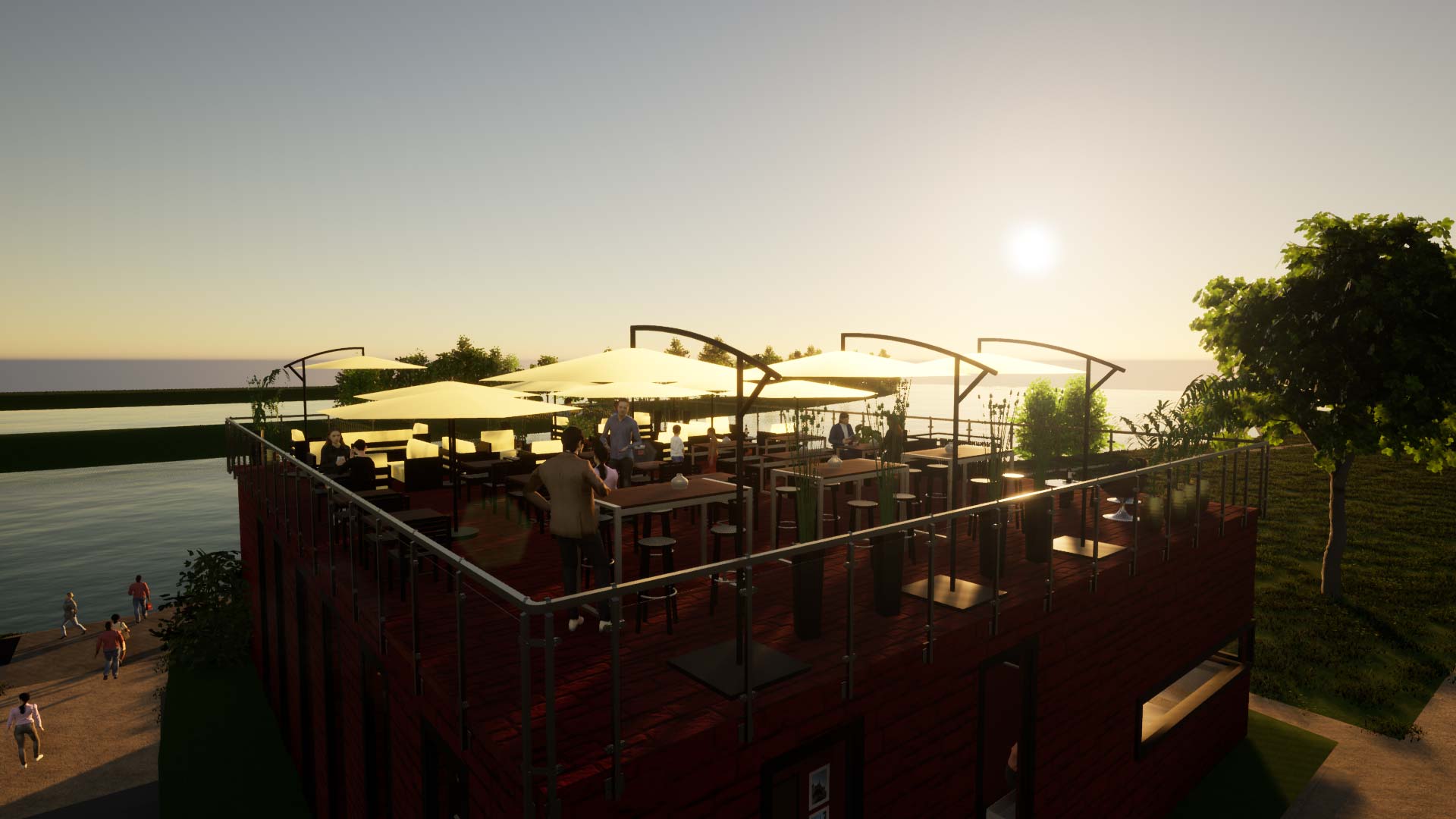 Außenansicht Gastronomie auf Terasse