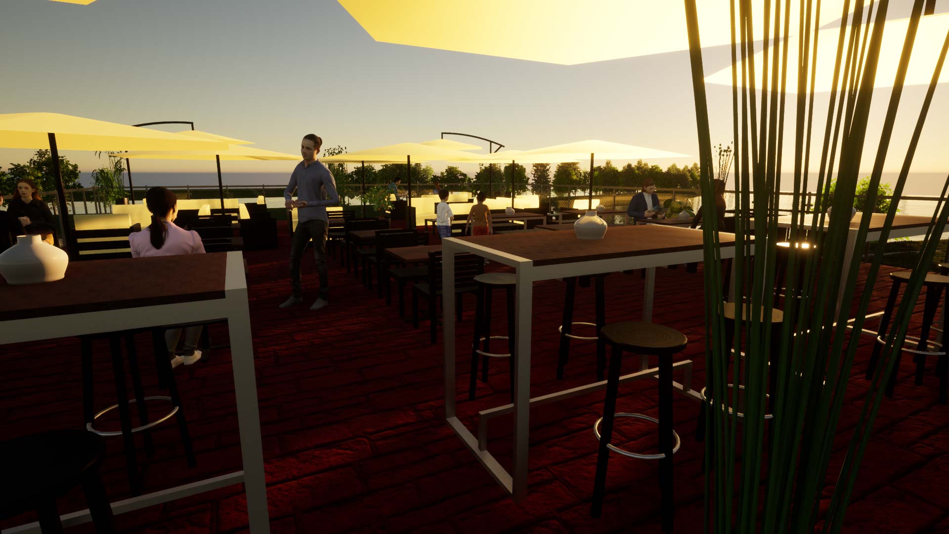 Außenansicht Gastronomie auf der Terasse