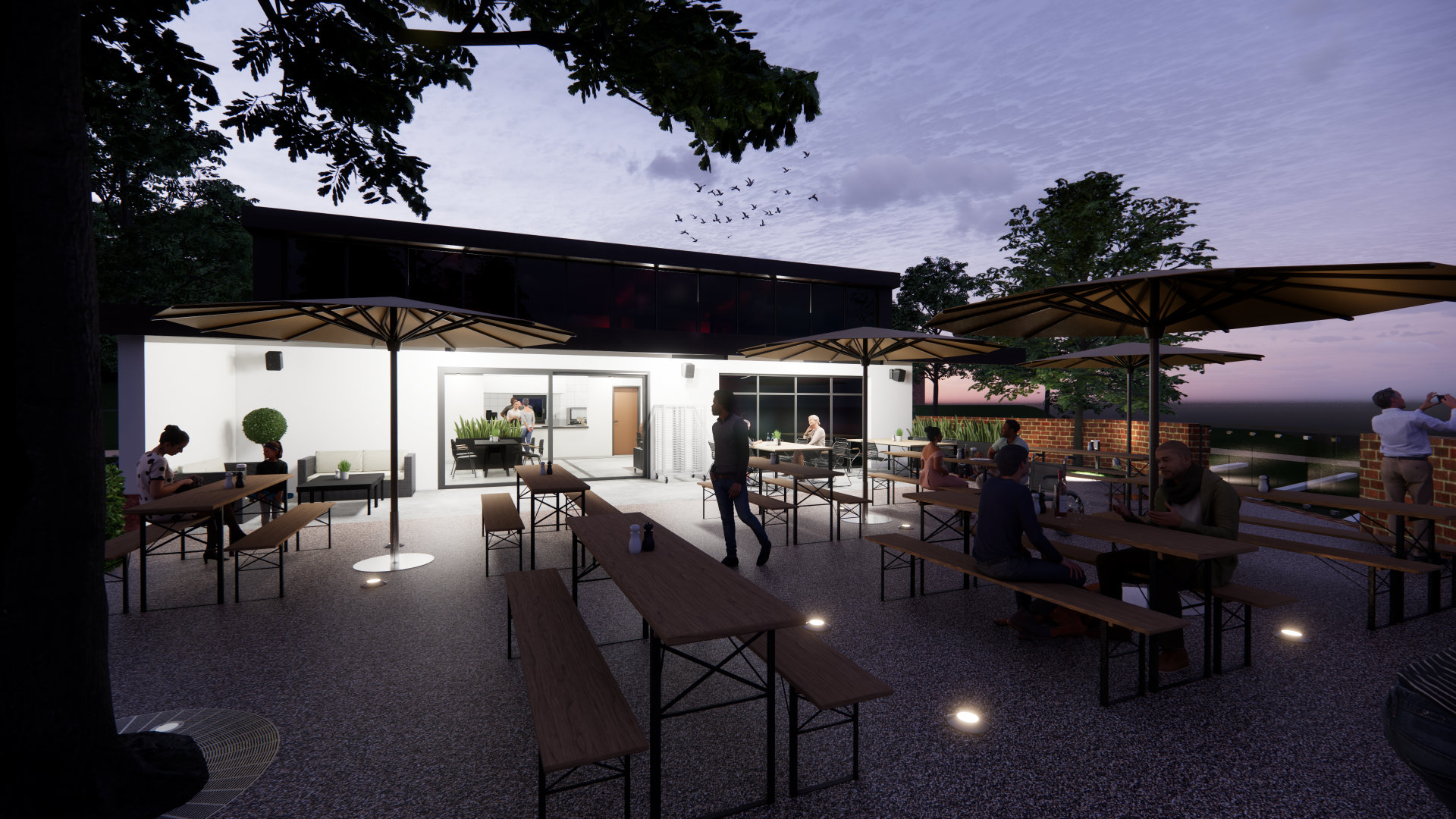 Außenansicht Gastronomie von Terasse